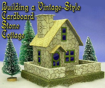 Printed photographs of real stone siding add realistic charm to this cottage project.  Click for bigger photo.